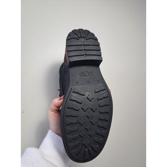 Ugg Denhali Hiker Waterproof Black Leather Shearling Lined Boots Size 7.5 - Picture 4 of 11